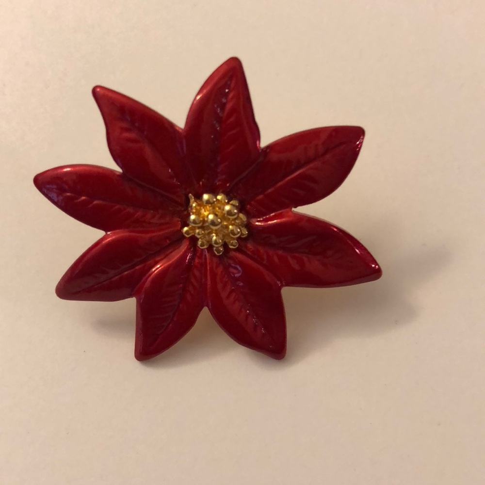 Poinsettia Brooch Pin